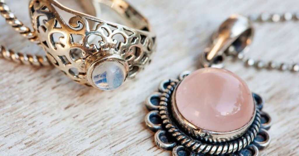 Jewelry on a wooden table