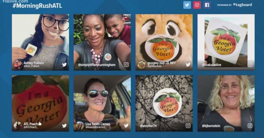 Georgia voters sharing "I voted" stickers on social media