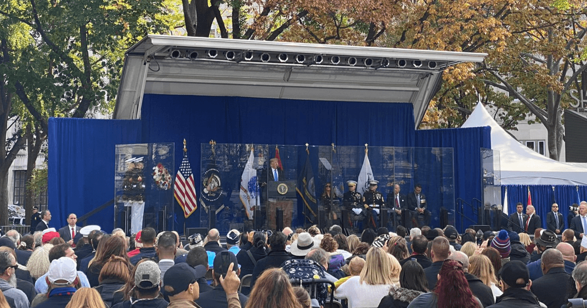 "Lock Him Up, Impeach, Traitor" chants and signs greeted Trump today in NYC during Veterans Day Parade.