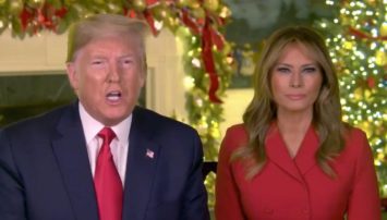 Trump and Melania giving a holiday address
