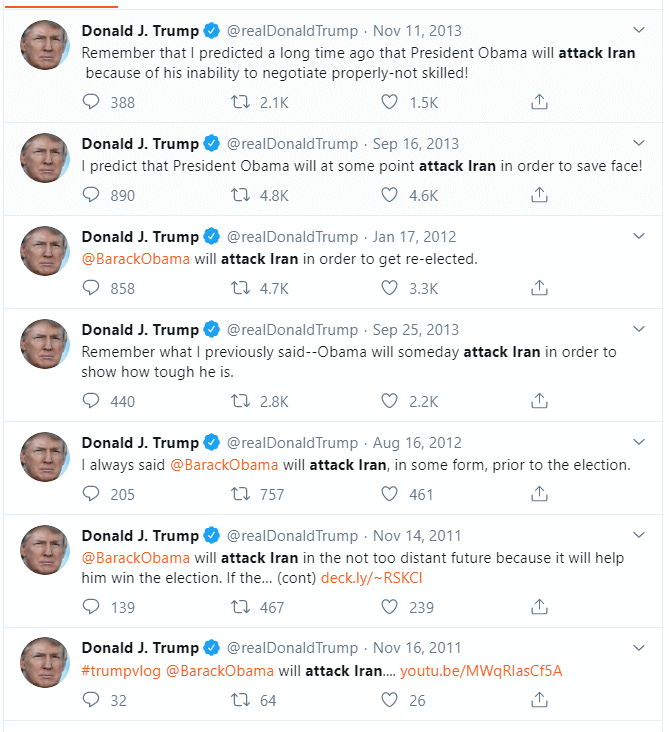 The SEVEN times Trump said Obama would attack Iran before an election