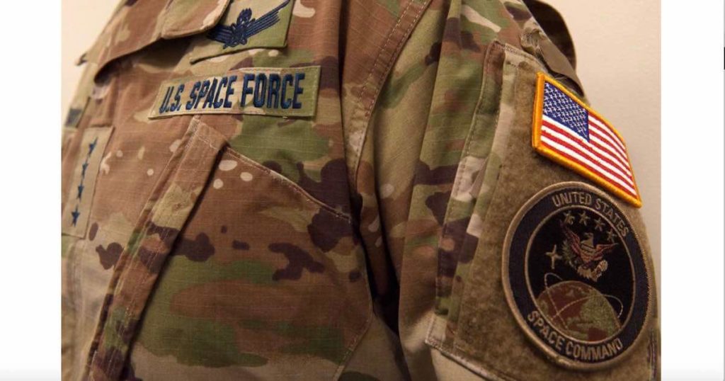 Close up photo of the space force uniform