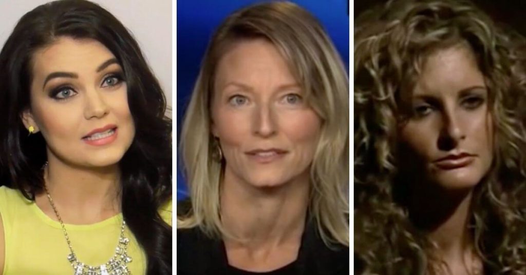 Side by side photographs of 3 of the many women who allege Trump's sexual assaulted them.