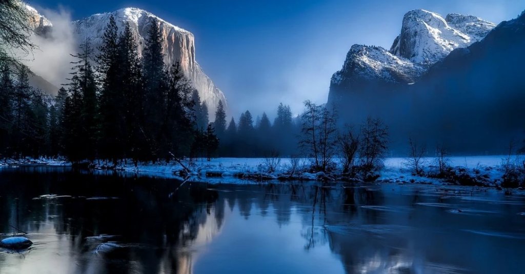 Landscape photo of a lake and mountains