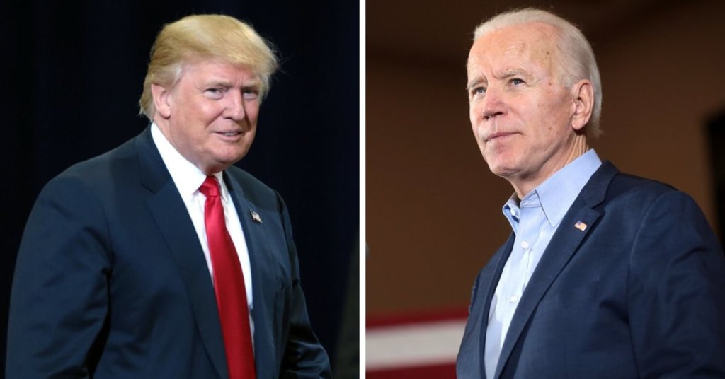 Side by side photo of Trump and Biden