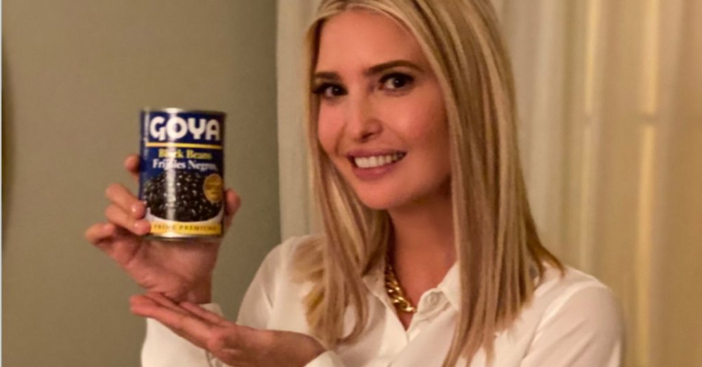 Ivanka Trump holding a can of beans
