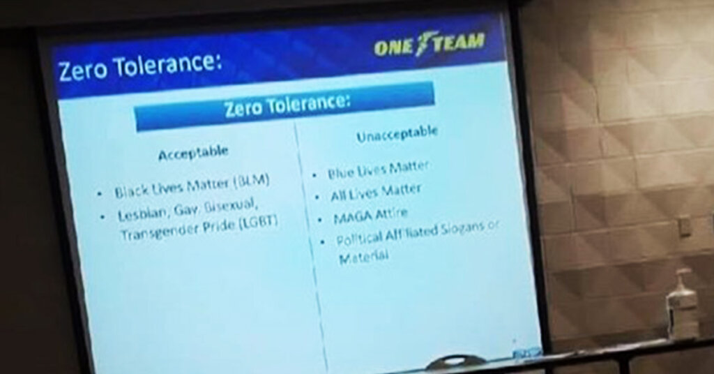 A Goodyear training slide listing acceptable and unacceptable attire.