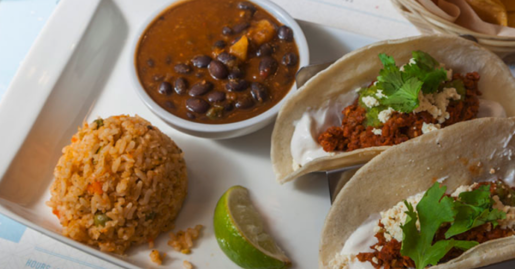 A vegan taco plate at Bar Bombón.